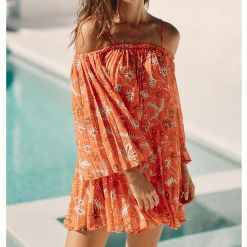 Anthropologie pleated cover-up dress  hippie cottagecore boho swim beach, Medium